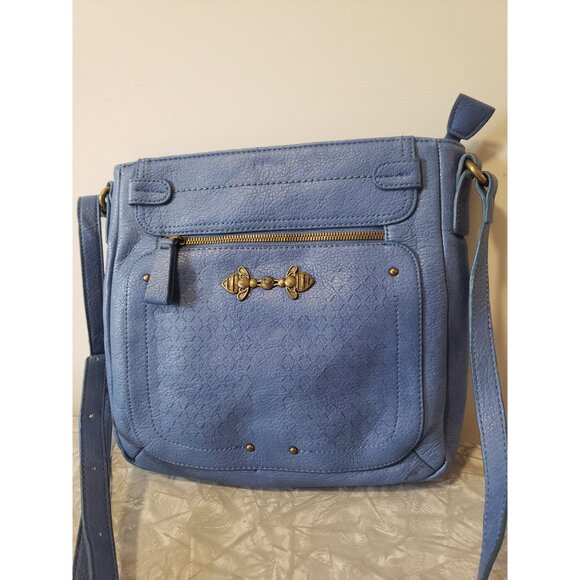 Blue Nica Shoulder Bag with Front Zipper Large Back Pocket Y2K - Picture 9 of 10